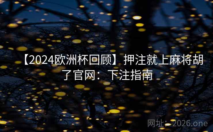 【2024欧洲杯回顾】押注就上麻将胡了官网：下注指南