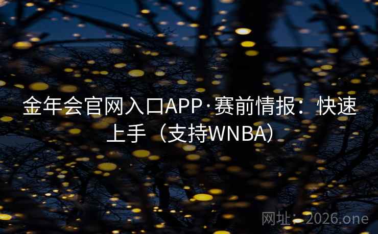 金年会官网入口APP·赛前情报:快速上手(支持WNBA)